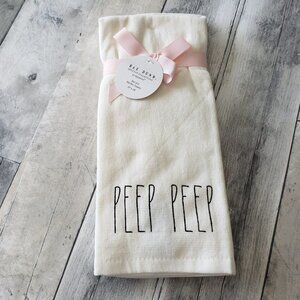 NWT - Rae Dunn White "Peep Peep" Kitchen Towel Set 16'' x 30''